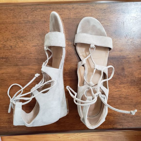 Tahari Camden Gladiator Wedge Sandal Suede Leather Tan Size 7.5 - Picture 5 of 8